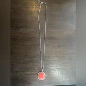 Elegant Silver Necklace with Coral Pendant